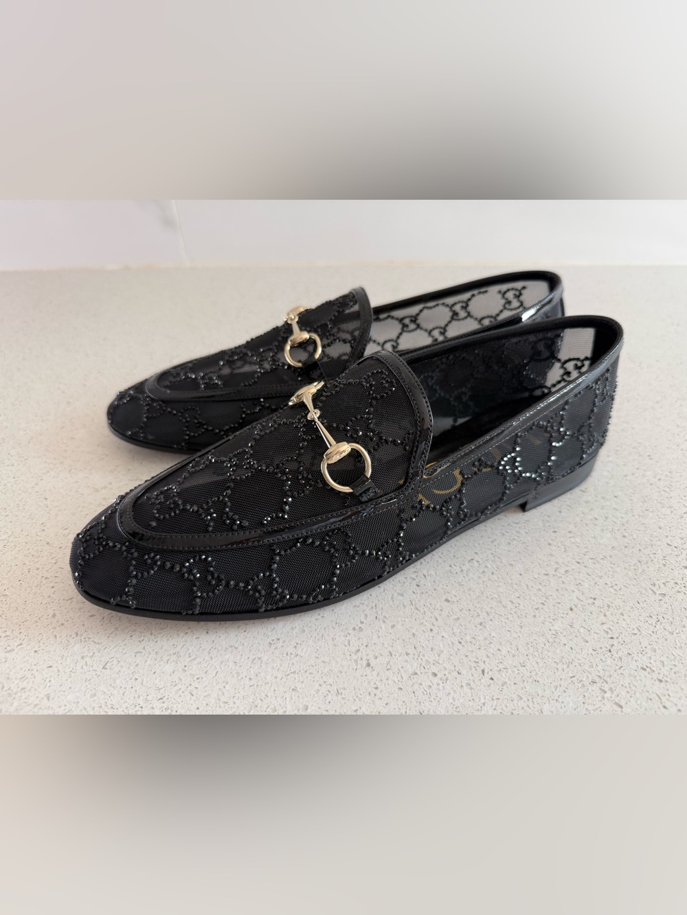 Gucci GG Jordan Loafers Crystal/Mesh Black Size EU 39 US 9 - Picture 2 of 9